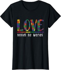 Autism Awareness Love Needs No Words Autistic Ladies' Crewneck T-Shirt