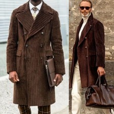 Soprabito uomo lungo velluto a coste doppiopetto vintage ampio risvolto casual sartoriale