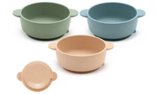 Babies Silicone Suction Food Bowl Soft Babies Kids Toddlers BPA Free Bowls 3 Pcs
