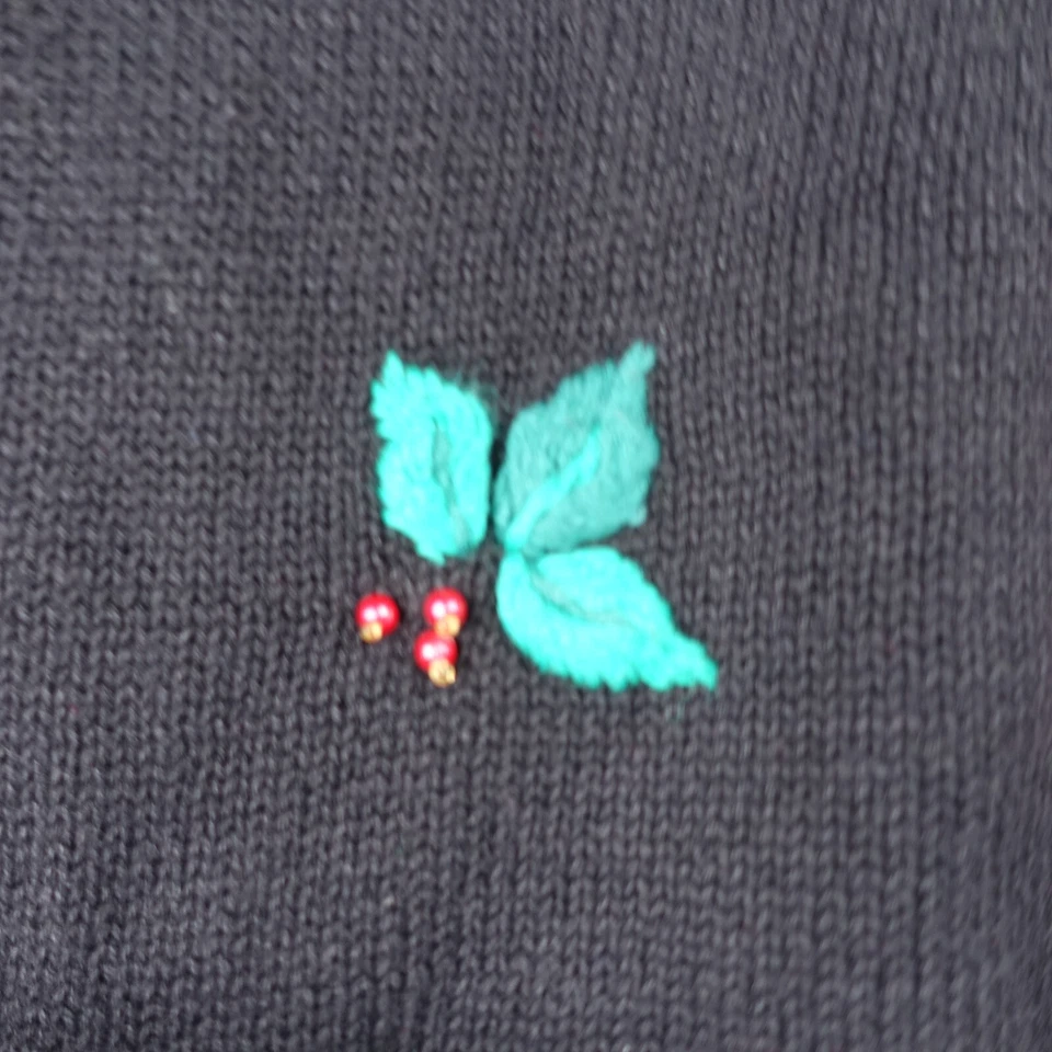 Suéter Vintage Navidad L Algodón Negro Ramie Cascanueces Árbol Años 90 Vacaciones Foto 3 de 4