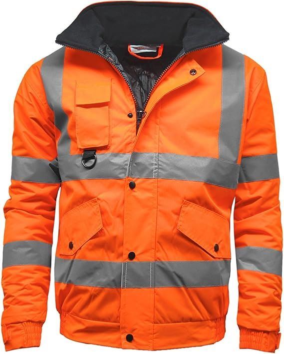 Mens HiVis 2Tone Bomber Jacket Waterproof Reflective Safety Workwear