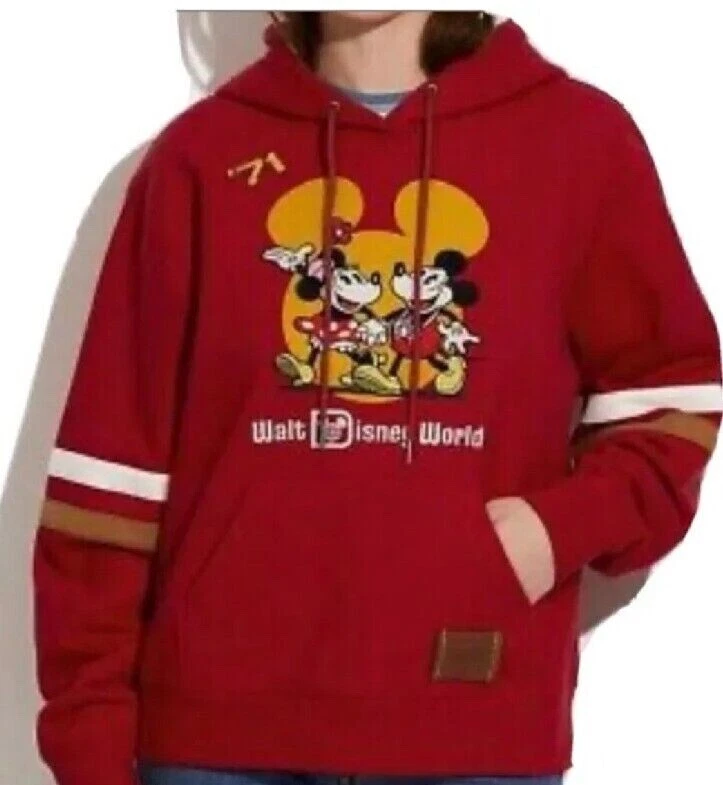 Felpa con cappuccio Minnie e Topolino Disney Coach nuova XL