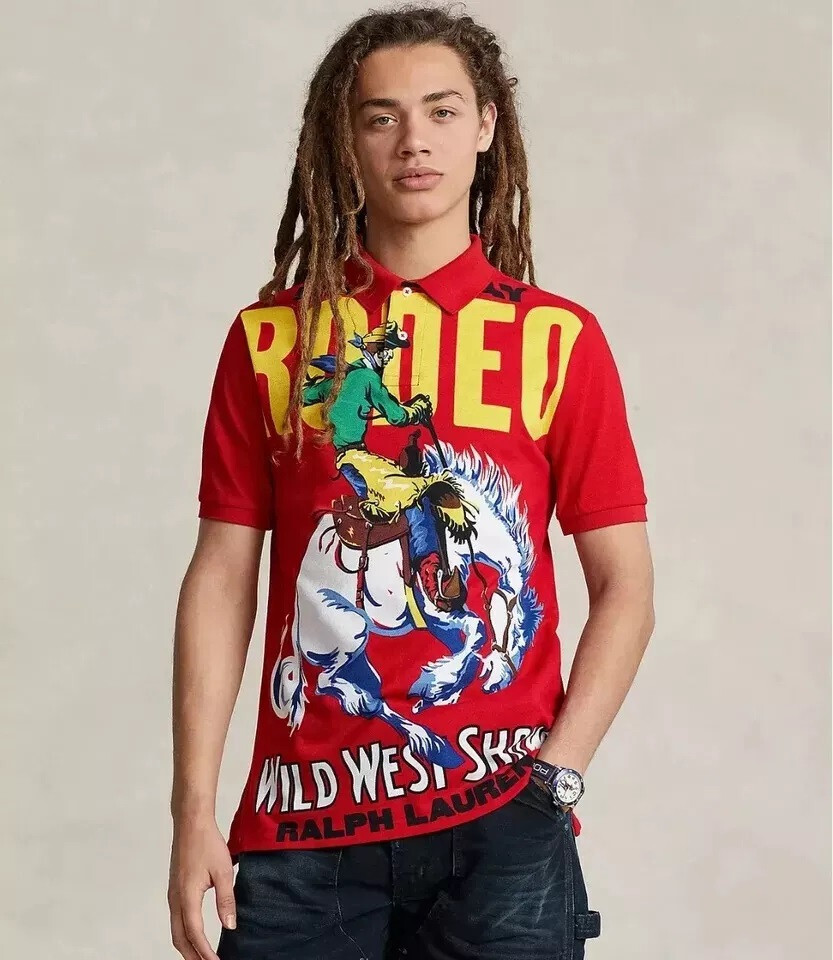 Polo Ralph Lauren Men's Rodeo Classic Fit Wild West Graphic Mesh Polo Shirt Red image 7