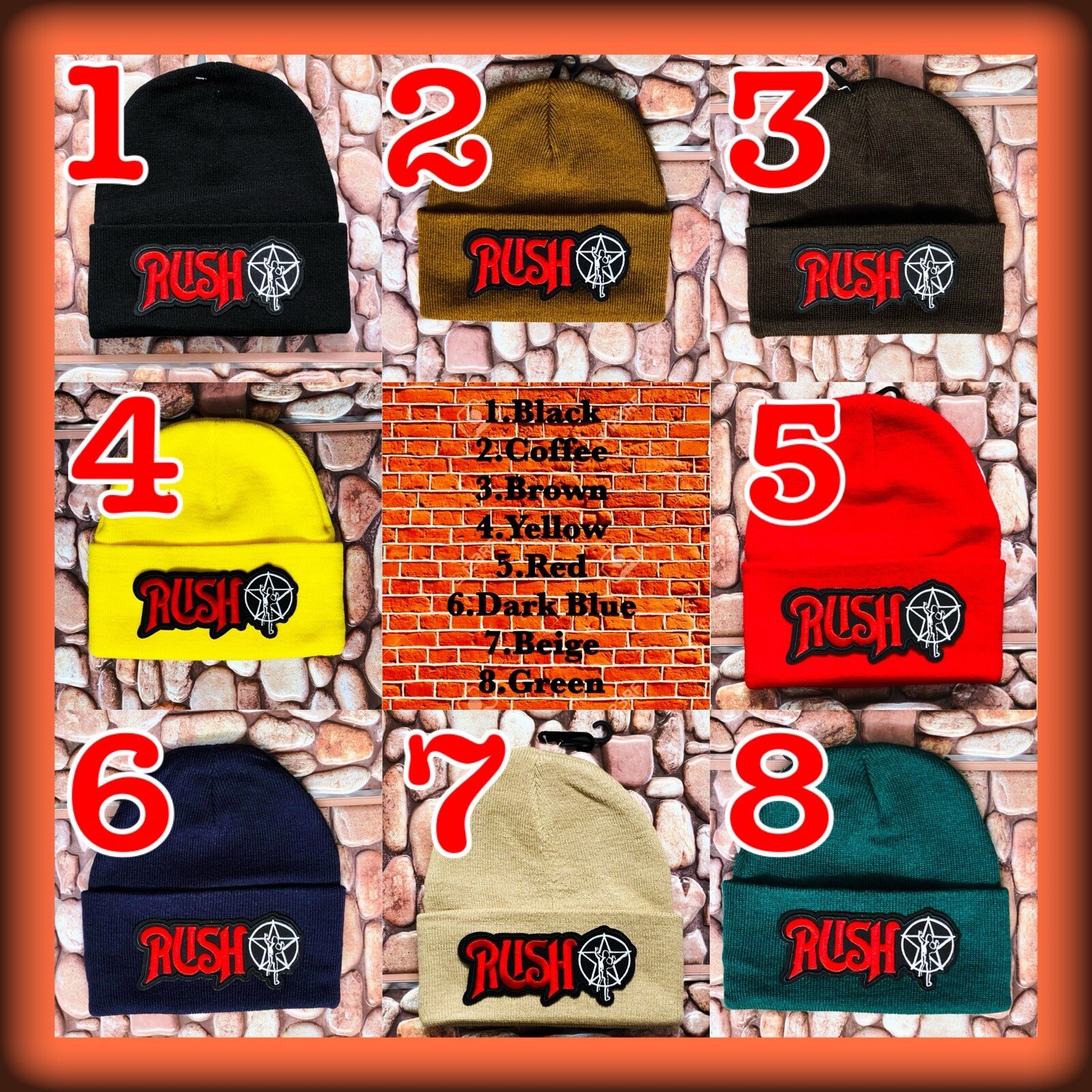 RUSH BLACK ( OTHER COLORS ) PATCHED BEANIE ➕ NECKLACE