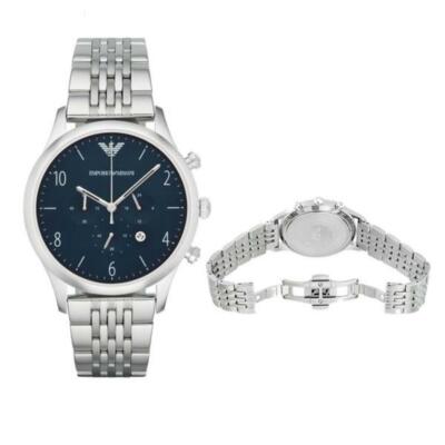 New Emporio Armani AR1942 43mm Case Dress Chrono Blue Dial New Emporio Armani AR1942 43mm Case Dress Chrono Blue Dial