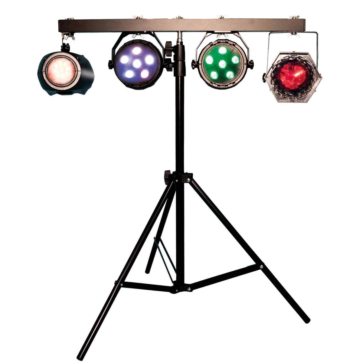 FX LAB 4in1 LED PAR Light Stand Set Adjustable T Bar Stand DJ Party Disco FX