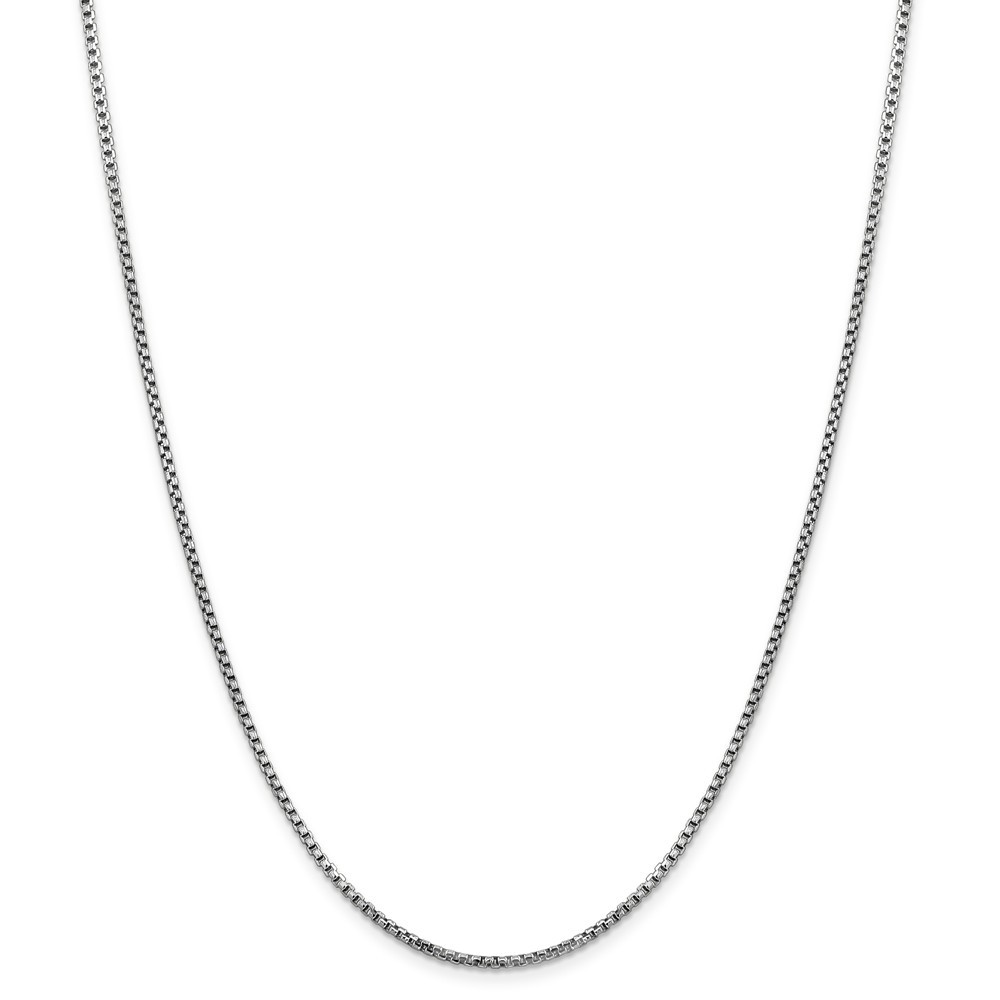 14k White Gold 1.75mm Hollow Round Box Chain w/ Lobster Clasp 16" - 30"