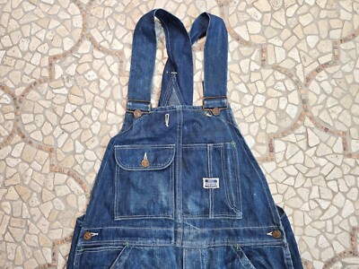 50's〜70’s SANFORIZED Denim Overall Vintage Sanforized Denim Button Overalls Work Wear Jeans