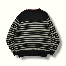 Tommy Hilfiger striped knit sweater dark grey and beige XL