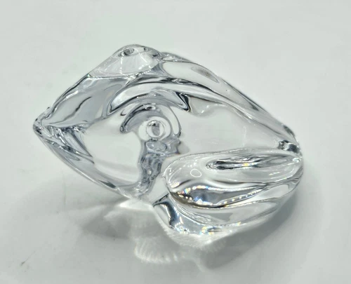 Daum Signed French Crystal Bull Frog Sculpture Paperweight EXCELLENT Condition