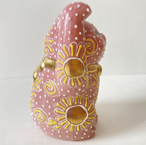 Beckoning Lucky Cat Maneki Neko Right Hand Pink Japan Kutani Ware Ceramic - Picture 7 of 10