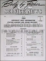 1955 Chevrolet Bel Air Nomad Service Fisher Body Manual 150 210