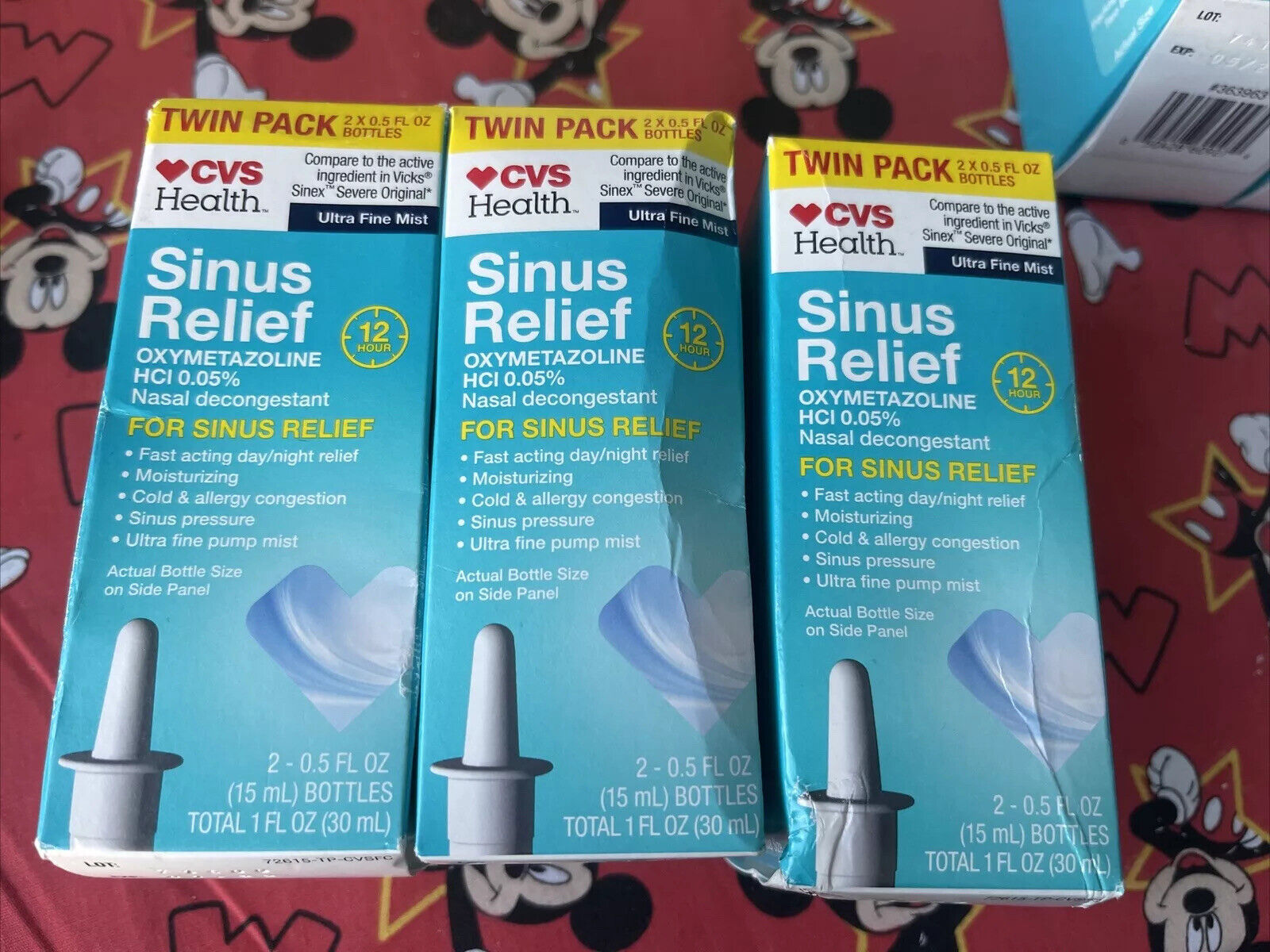 3 Twin Packs CVS Sinus Relief 12 Hour Ultra Fine Mist HCI 0.05%