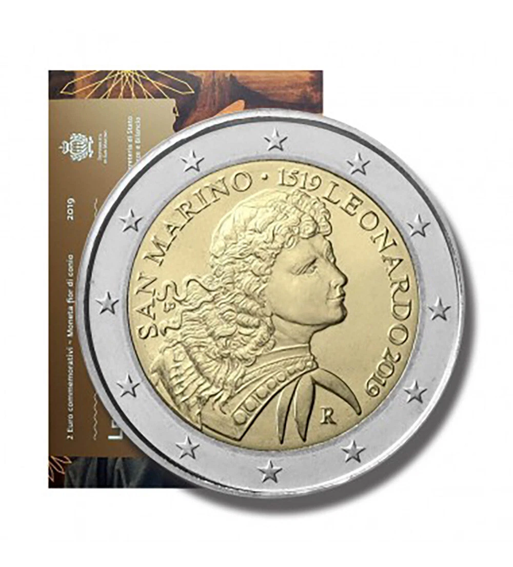 2019 SAN MARINO LEONARDO DA VINCI 2 EURO COMMEMORATIVE COIN