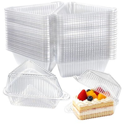 Cake Slice Container 150 Pack, 5 Inch Clear Disposable Bakery with Hinged Lid...