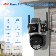 Triple Lens Wireless IP Camera WIFI Outdoor CCTV PTZ Smart Home Security IR Cam*