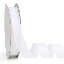 Grosgrain Ribbon 1 inch X 50 Yards White Ribbon Solid Color Ribbon Roll Fabri...