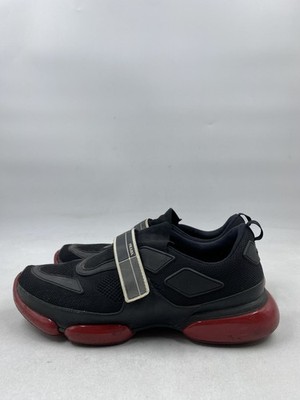 Prada Cloudbust Black Mesh Red Rubber Sneakers M 7.5