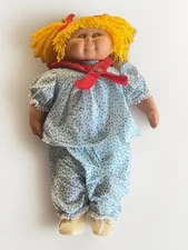VTG  1980's David Craft 20” Rag Doll Sleepy Eyed Cloth & Vinyl Blonde Hair Girl
