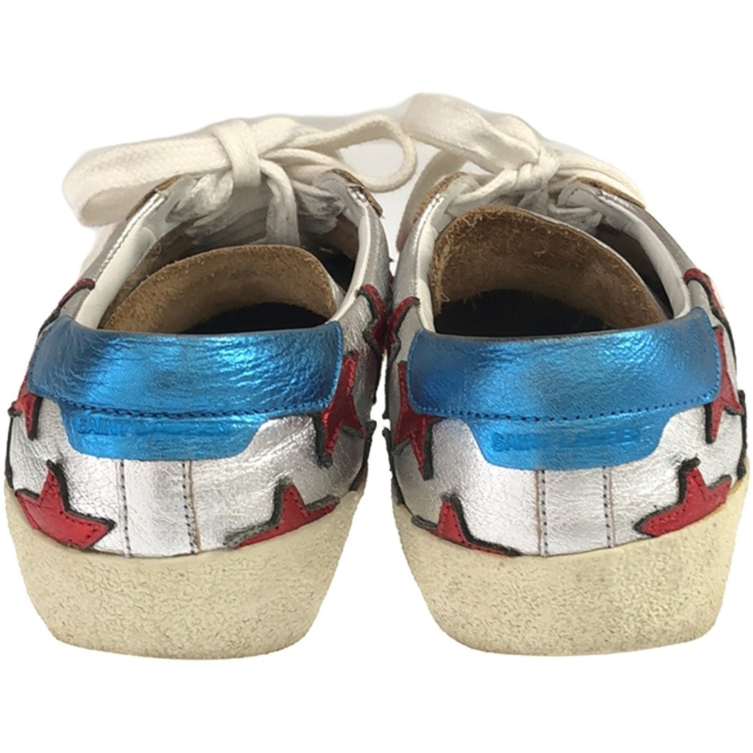 SNEAKERS BASSE SAINT LAURENT PARIS STAR PATCH METALLIZZATE VU 377340 usate MESC 0