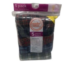 Wonder Nation Boys Woven Boxers 5 Pack Underwear Size Medium 8 Plaid