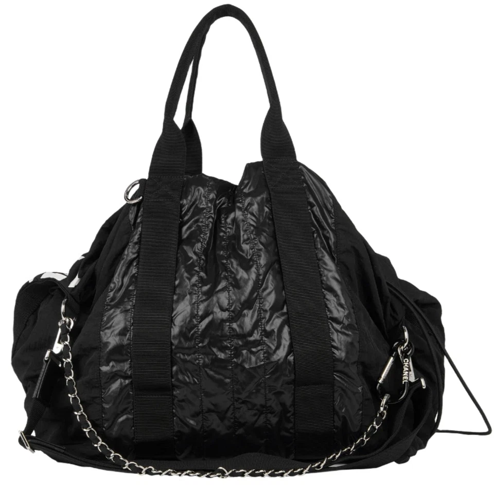 Bolso de Mano Chanel Negro Slouchy Nylon con Cadena *Nuevo*