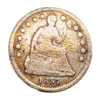 1857 Seated Liberty Half Dime Scratched Obverse Nice Patina ~G Details