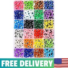 24 Style 800 pcs Evil Eye Beads for Jewelry Making, Evil Eye Charms with 1mm ...