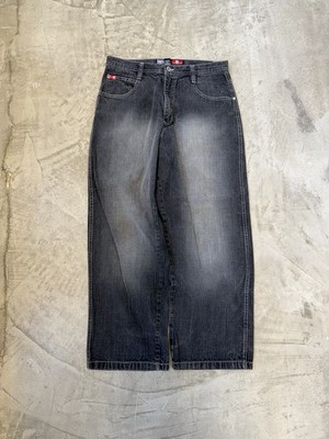 Vintage Y2K Southpole Red Tab Jeans Size 34 Black Baggy Grunge