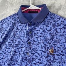 Greyson Shirt mens Large Polo Ocean Curiosities Sea Life Print Golf Fields Ranch