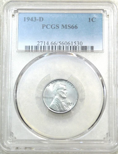 1943-D Lincoln Steel Cent PCGS MS66 Frosty Just Graded PQ New Holder #U149Z