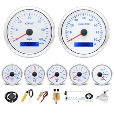 7 Gauge Set 85mm GPS Speedometer Tacho&52mm Fuel/Temp/Oil/Volt/Trim for Car Boat