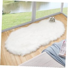 White Faux Sheepskin Fuzzy Fur Rugs for Bedroom Small Machine Washable Fluffy