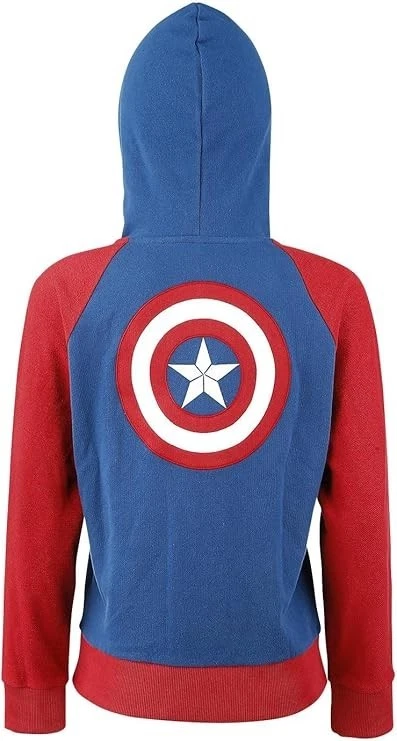 Captain America Civil War Shield Logo Girls hooded zip red/blue L - Image 2 of 4