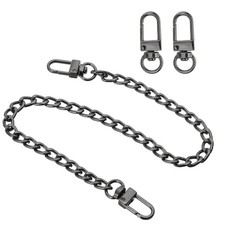 15.7" Flat Purse Chain Strap, Lobster Swivel Trigger Clips Style1, Black