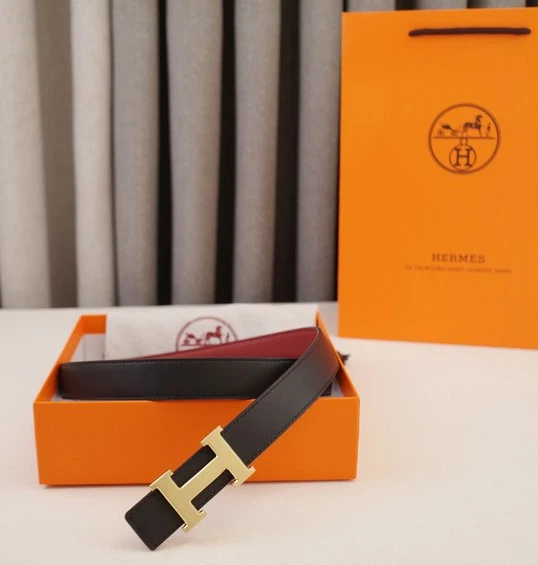 Hermes Negro y Rojo Unisex H-Belt Constance Mini Cinturón Fino Hebilla Reversible Foto 4 de 4