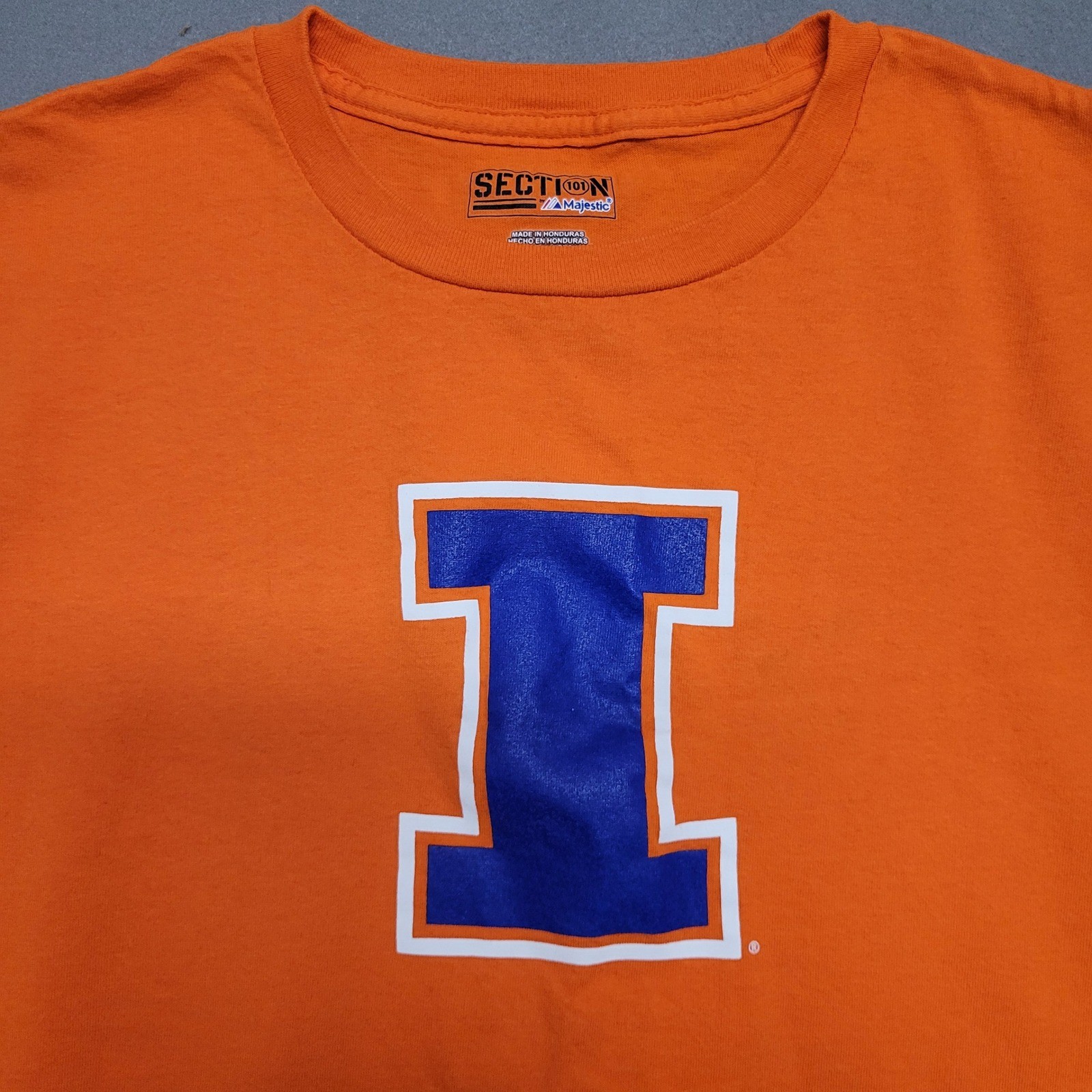 Section 101 Majestic Illinois Fighting Illini Orange T Shirt