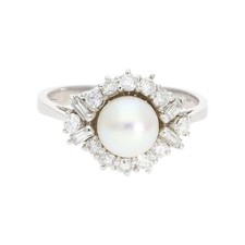 Perlenring mit Diamanten Weißgold 585 Second Hand Wie Neu 25324844 getragen 57