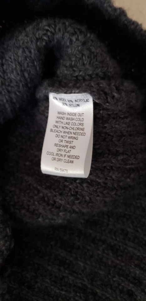 Cárdigan suéter gris con cremallera completa tejido con cable mezcla de lana Garret Scott para hombre talla L Foto 4 de 4