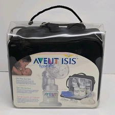 Avent ISIS On The Go Set Breast Pump Black Carry Case Bottles New