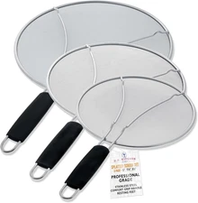 3-Piece Stainless Steel Splatter Guard Set (13", 11.5", 9.5") Fine Mesh Cover, G