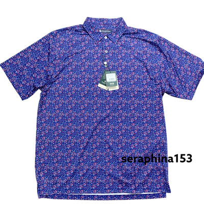 Donald Ross Mens Polo Shirt Large Patriotic Firework Jersey Golf **Runs Large