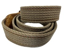 Brown Taupe Cloth  Leather Belt Size 36 Preppy 1" Wide Unisex Woven
