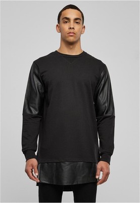 Long Zipped Synthetic Leather Crewneck Kunstlederpulli | Urban Classics | TB821