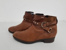 Stivali Geox Amphibiox da donna in pelle marrone con zip e cinturino fibbia UK(8)EU(41)-VL-N290VB