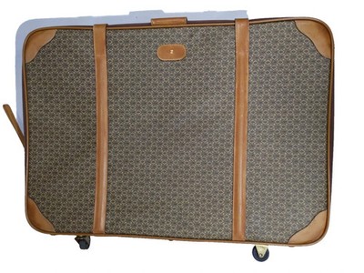 Vintage Hartmann Wings Diamond Rolling Suitcase Luggage 29  Brown Leather Trim