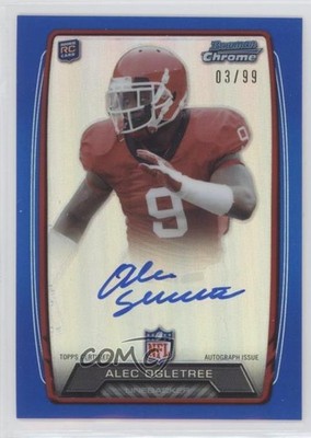 2013 Bowman Rookie Chrome Refractor Blue 3/99 Alec Ogletree Auto RC 0o9