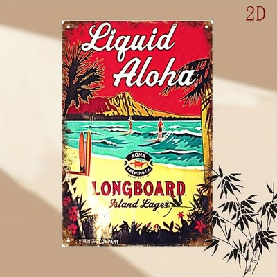 Vintage Liquid Aloha Kona Brewing Co. Tin Metal Signs Home Décor 8x12
