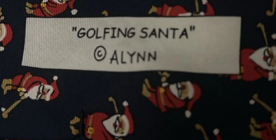 Мужские туфли Alynn Neckwear Golfing Santa 100% шелк синие с Санта-Клаусом на Рождество - Изображение 3 из 4