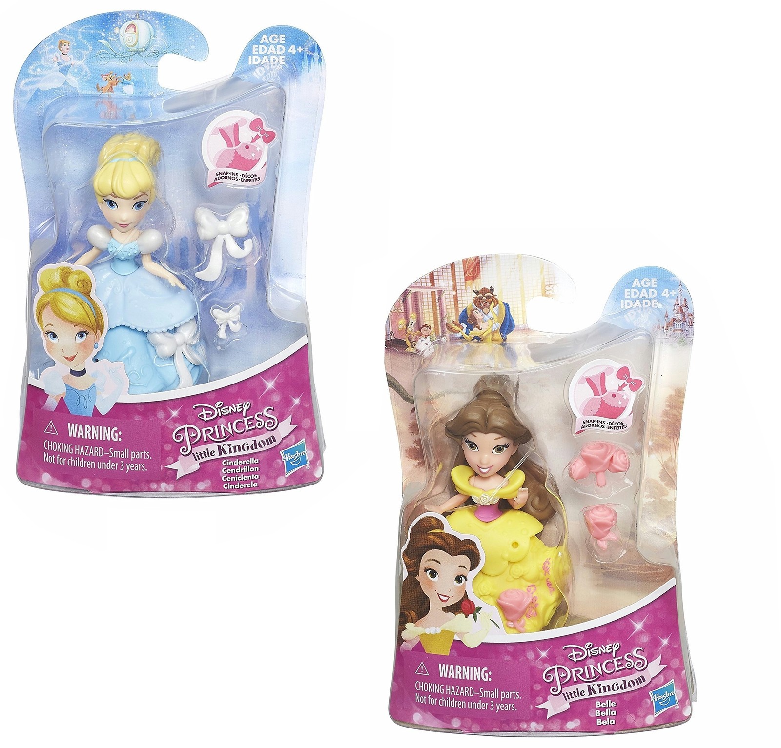 Disney Princess Snap-in Figures Cinderella & Bella Little Kingdom NEW